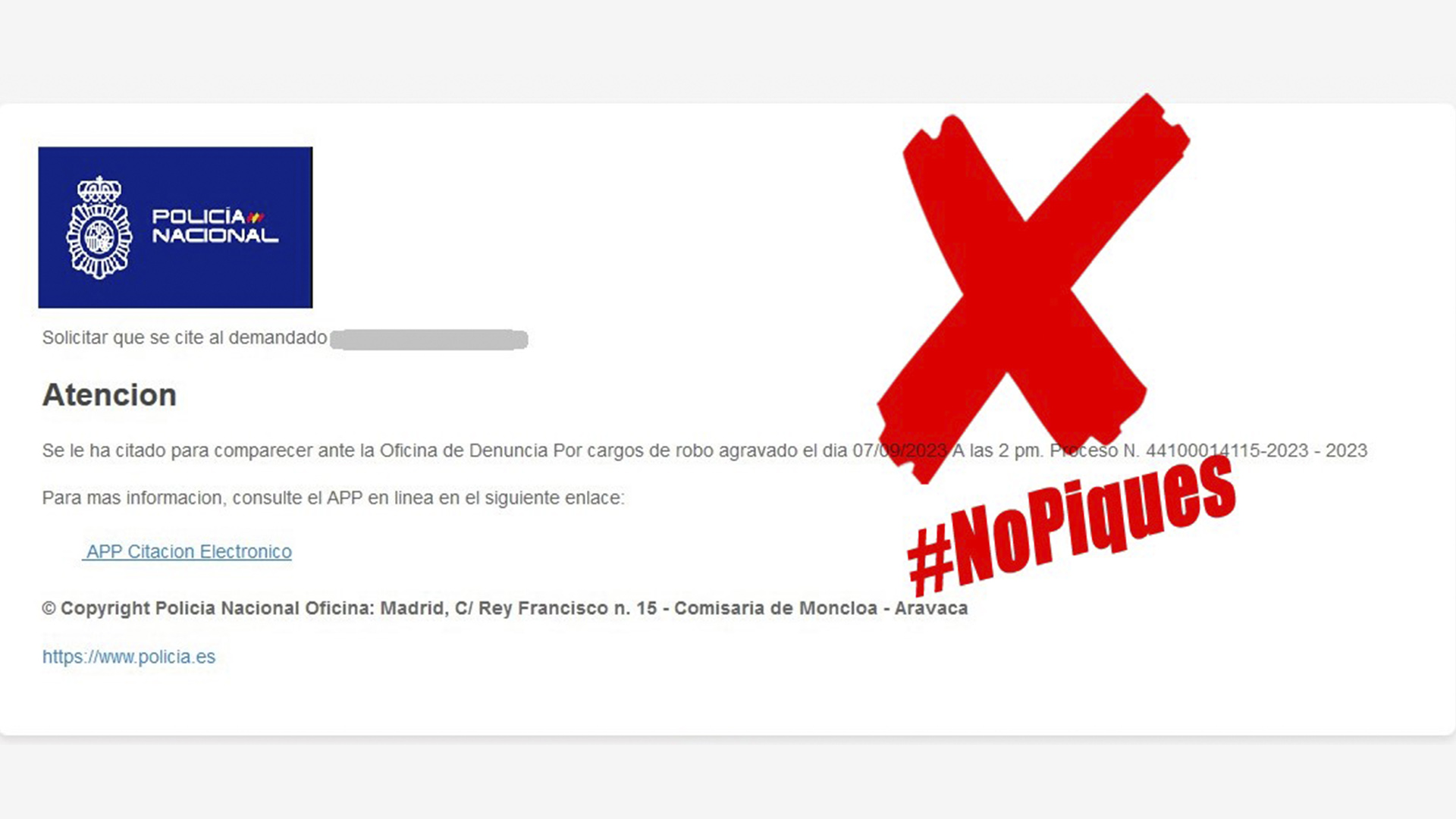 La Policía Nacional advierte sobre una campaña de malware en la que suplantan su identidad