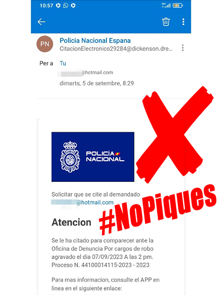 La Policía Nacional advierte sobre una campaña de malware en la que suplantan su identidad
